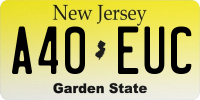 NJ license plate A40EUC
