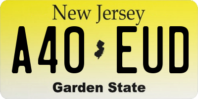 NJ license plate A40EUD