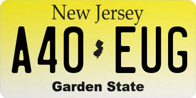 NJ license plate A40EUG
