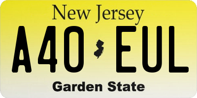 NJ license plate A40EUL