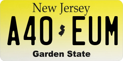NJ license plate A40EUM