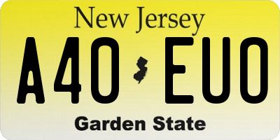 NJ license plate A40EUO
