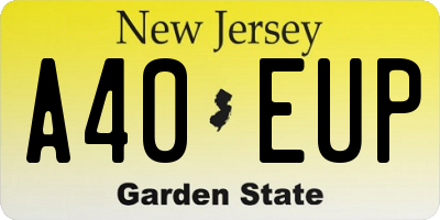NJ license plate A40EUP