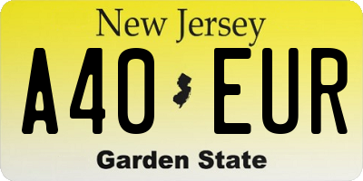 NJ license plate A40EUR