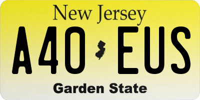 NJ license plate A40EUS