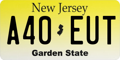 NJ license plate A40EUT