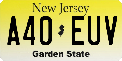 NJ license plate A40EUV