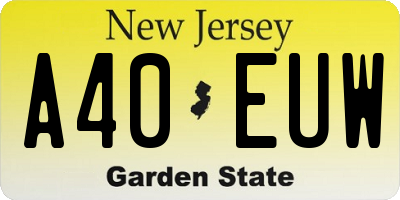 NJ license plate A40EUW