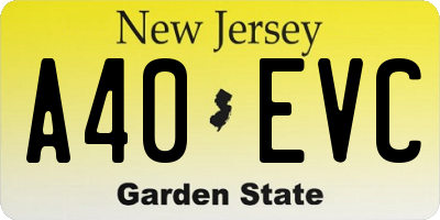 NJ license plate A40EVC
