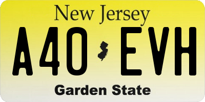 NJ license plate A40EVH