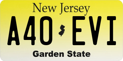 NJ license plate A40EVI