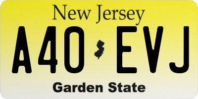 NJ license plate A40EVJ