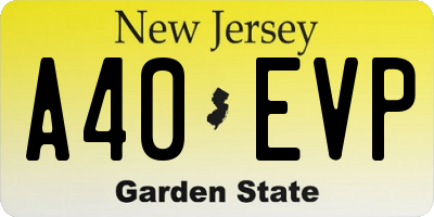 NJ license plate A40EVP