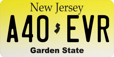 NJ license plate A40EVR