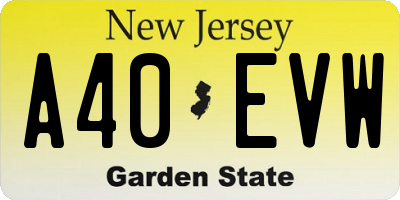 NJ license plate A40EVW