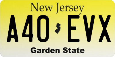 NJ license plate A40EVX