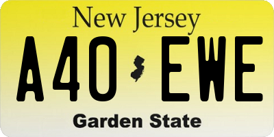NJ license plate A40EWE