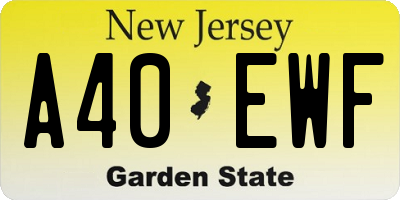 NJ license plate A40EWF