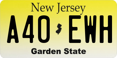 NJ license plate A40EWH