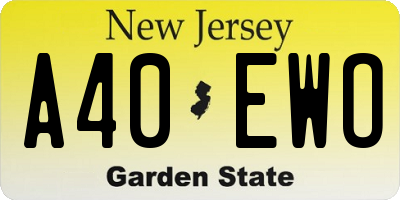 NJ license plate A40EWO