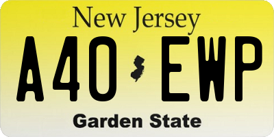 NJ license plate A40EWP