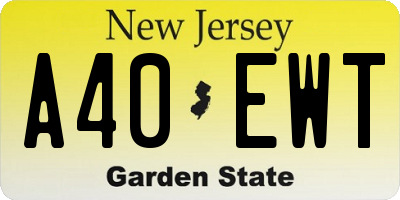 NJ license plate A40EWT