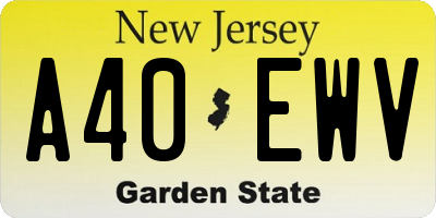 NJ license plate A40EWV