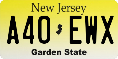 NJ license plate A40EWX