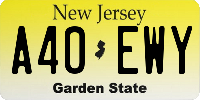 NJ license plate A40EWY