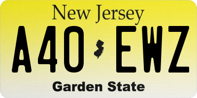 NJ license plate A40EWZ