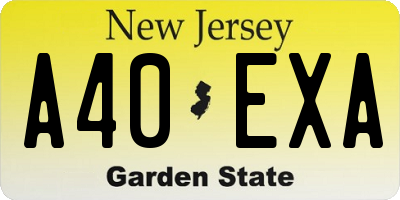 NJ license plate A40EXA