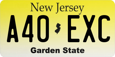 NJ license plate A40EXC