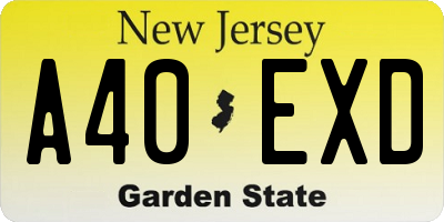 NJ license plate A40EXD