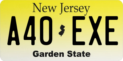 NJ license plate A40EXE