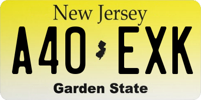 NJ license plate A40EXK