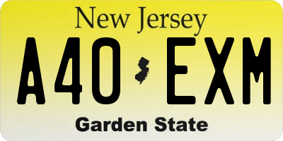 NJ license plate A40EXM