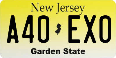 NJ license plate A40EXO