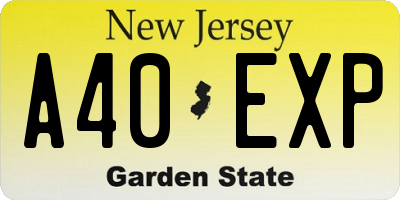 NJ license plate A40EXP