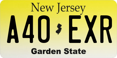 NJ license plate A40EXR