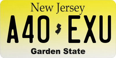 NJ license plate A40EXU