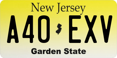 NJ license plate A40EXV