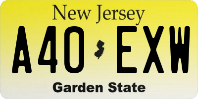 NJ license plate A40EXW