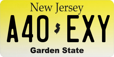 NJ license plate A40EXY