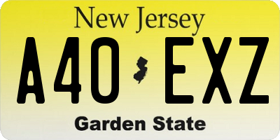 NJ license plate A40EXZ
