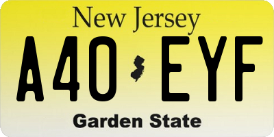 NJ license plate A40EYF