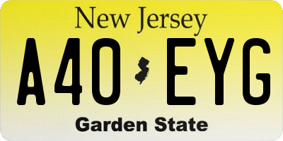 NJ license plate A40EYG