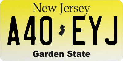 NJ license plate A40EYJ