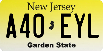 NJ license plate A40EYL