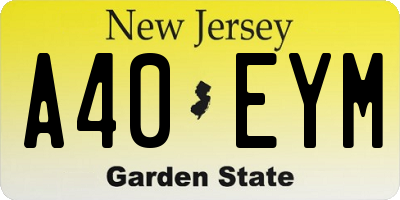 NJ license plate A40EYM