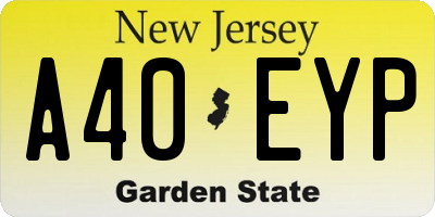 NJ license plate A40EYP